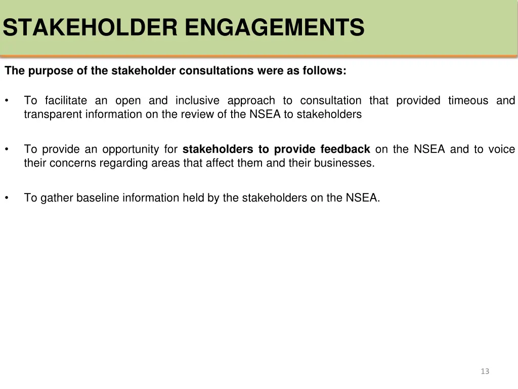 stakeholder engagements