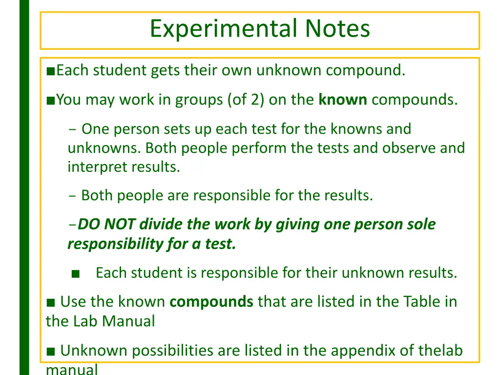 experimental notes 1