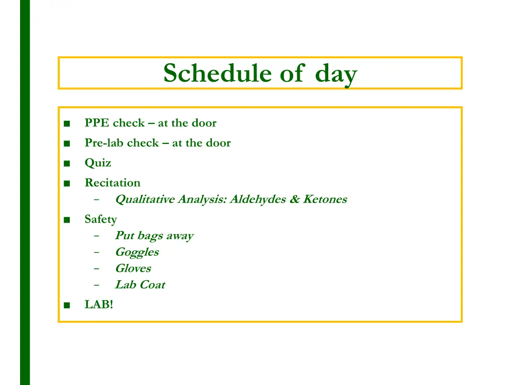 schedule of day