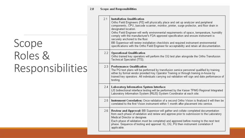 scope roles responsibilities