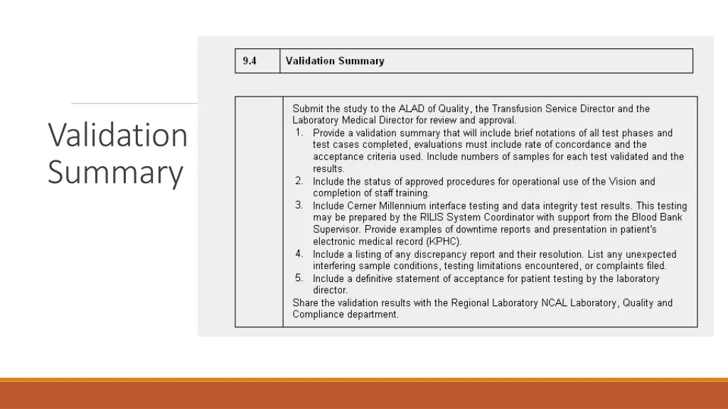 validation summary