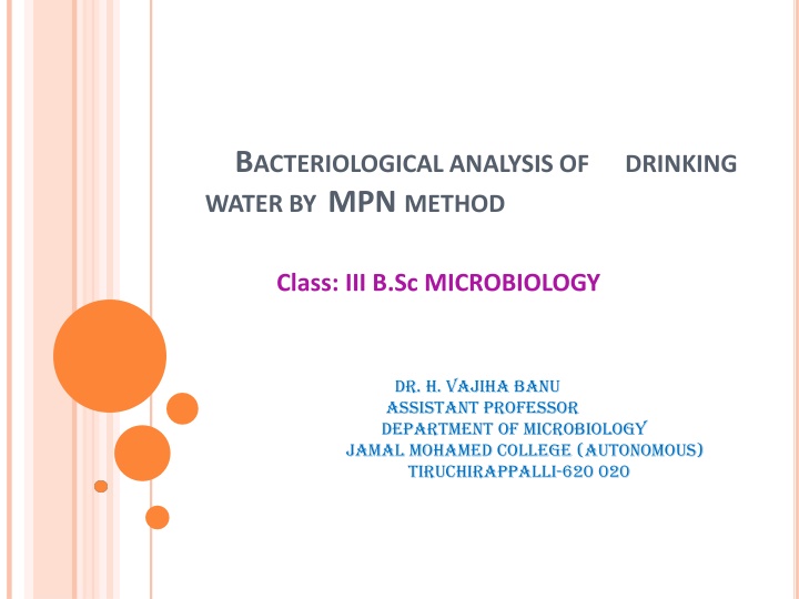 b acteriological analysis of drinking water