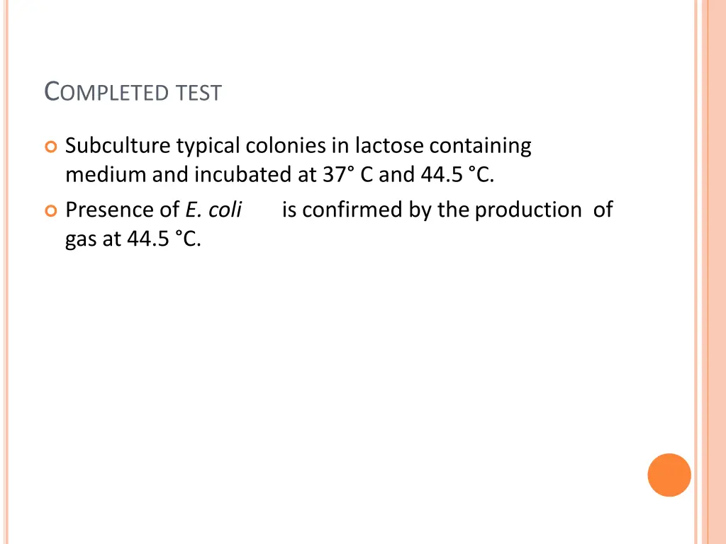 c ompleted test