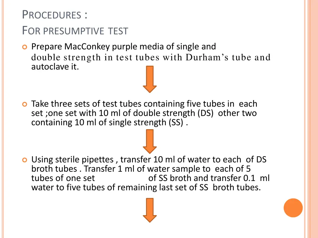 p rocedures f or presumptive test