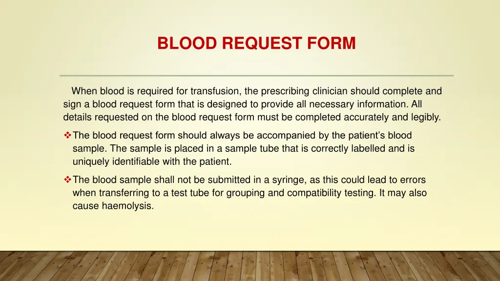 blood request form