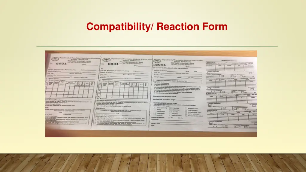 compatibility reaction form