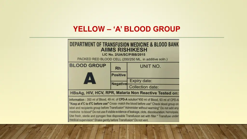 yellow a blood group