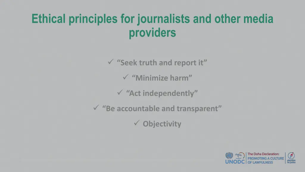 ethical principles for journalists and other