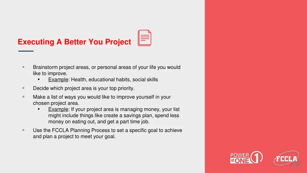 executing a better you project