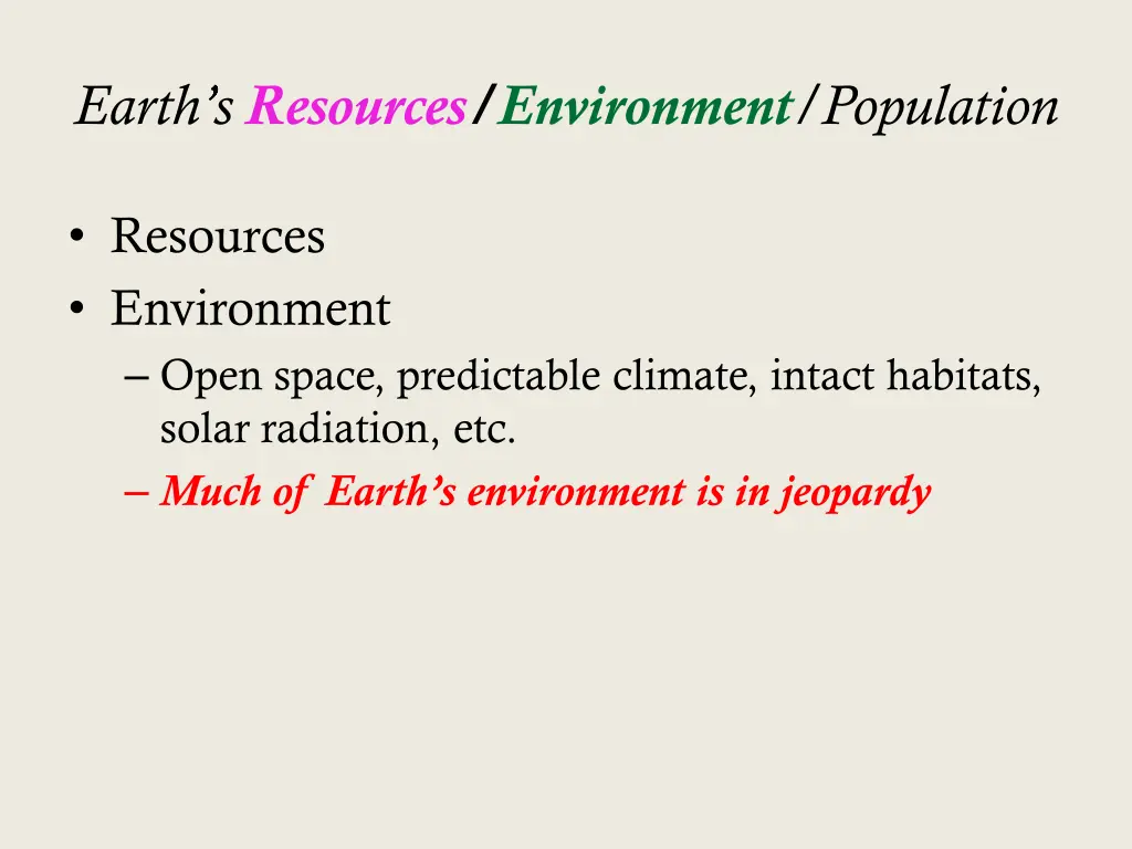 earth s resources environment population 1