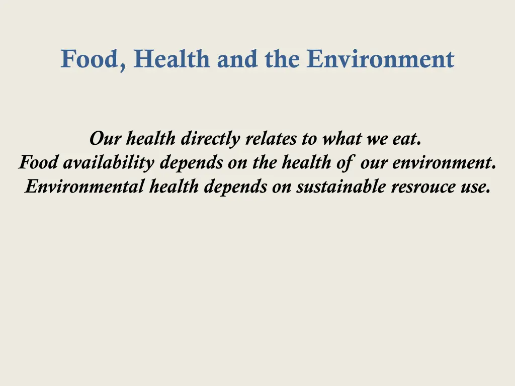 food health and the environment