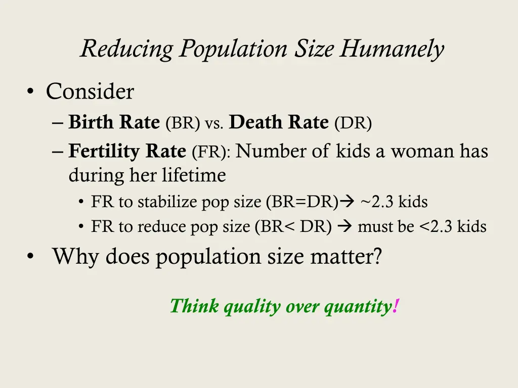 reducing population size humanely