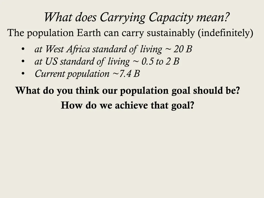 what does carrying capacity mean the population