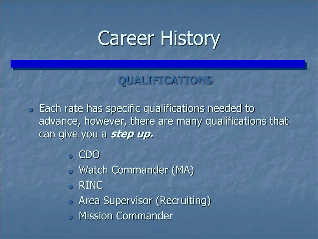 career history 1