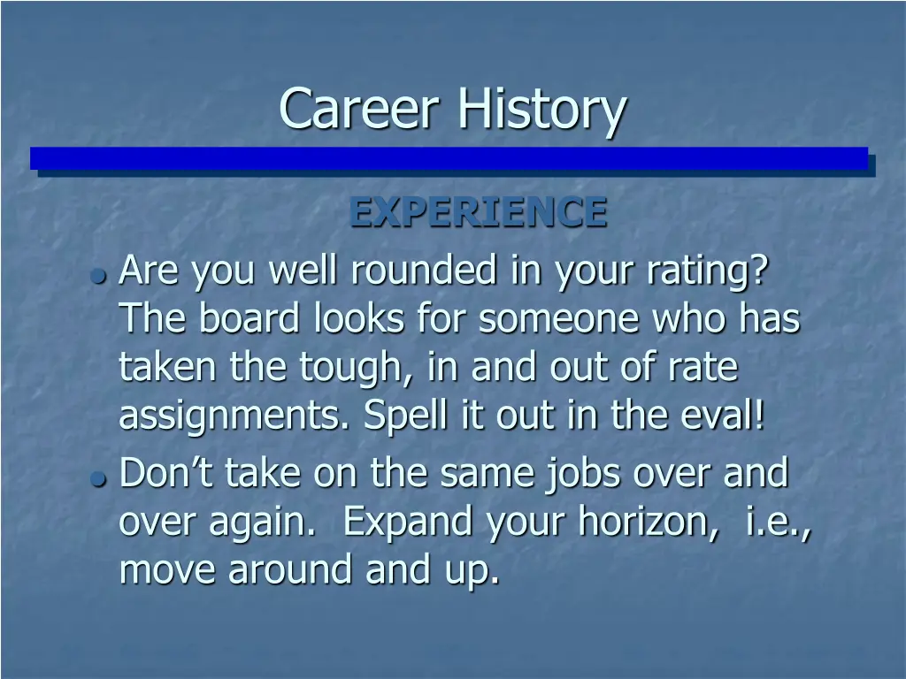 career history