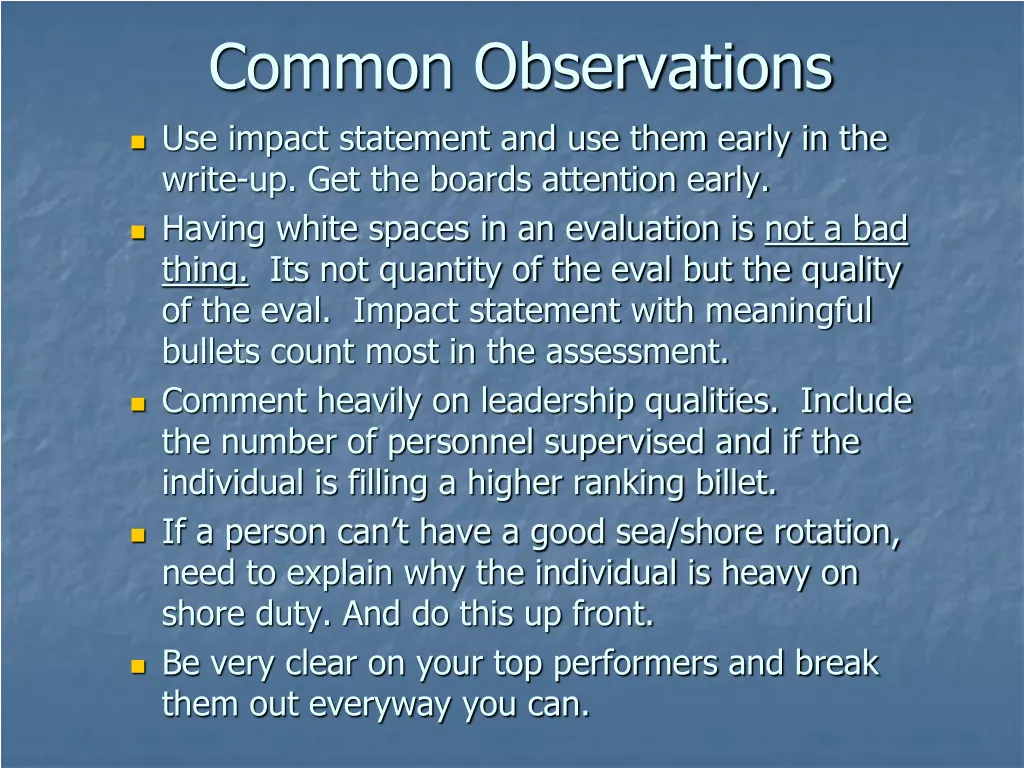 common observations 1