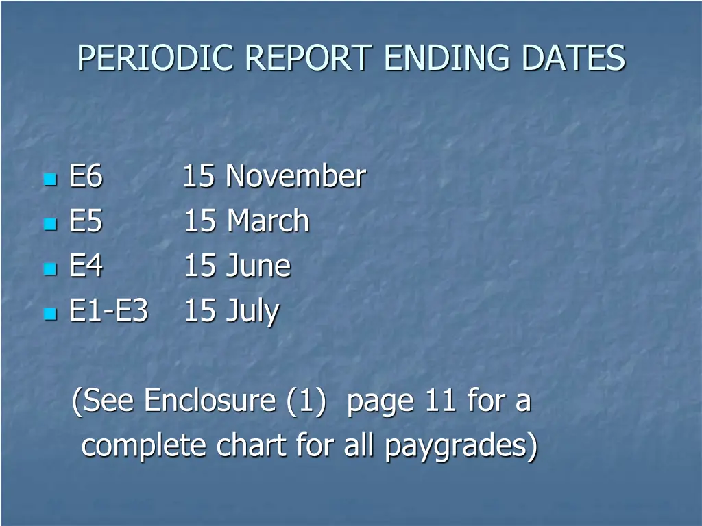 periodic report ending dates