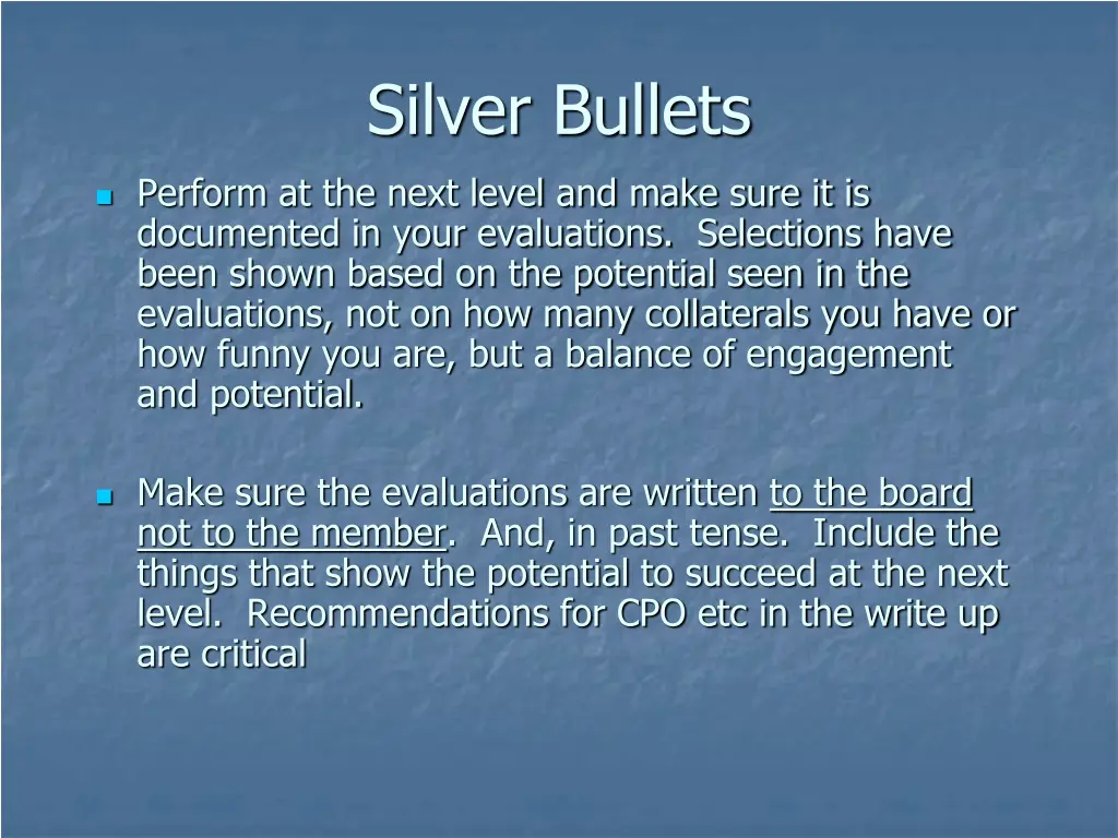 silver bullets