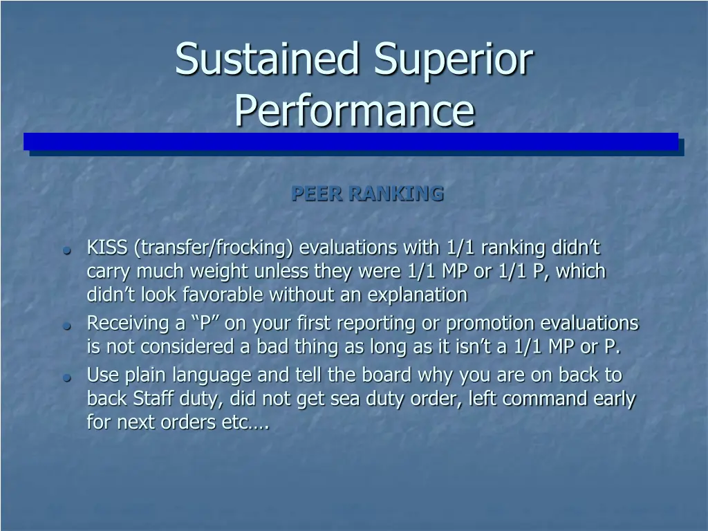 sustained superior performance 1