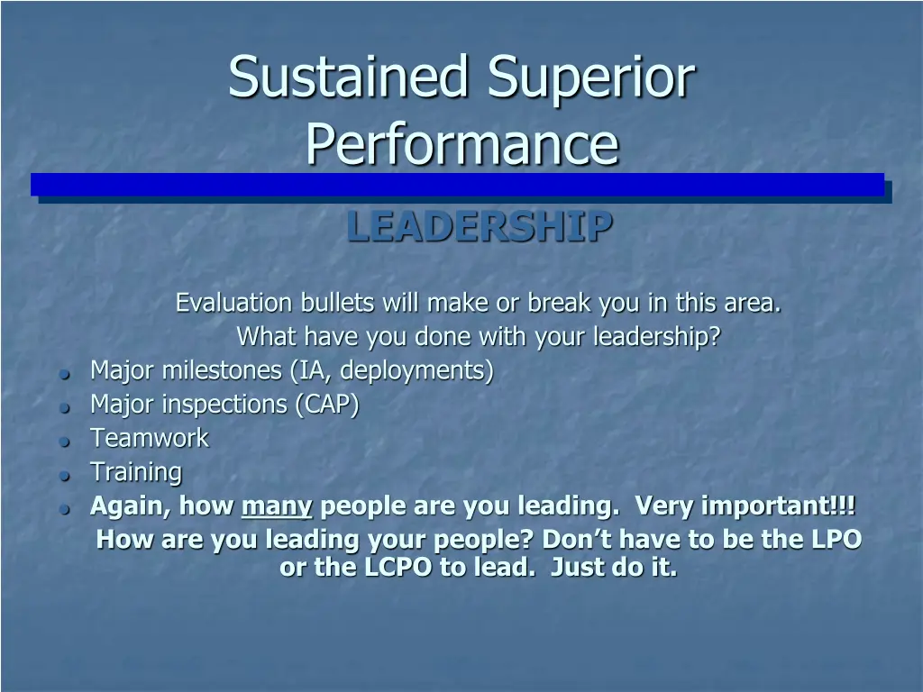 sustained superior performance 3