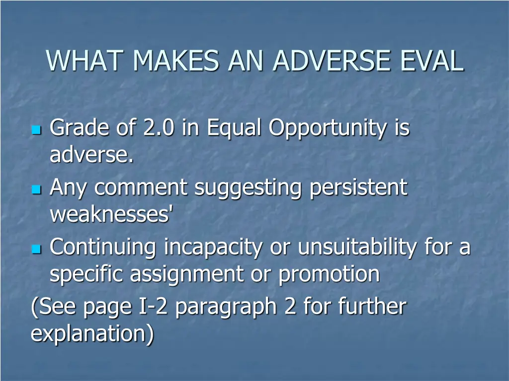 what makes an adverse eval