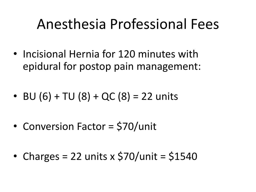 anesthesia professional fees