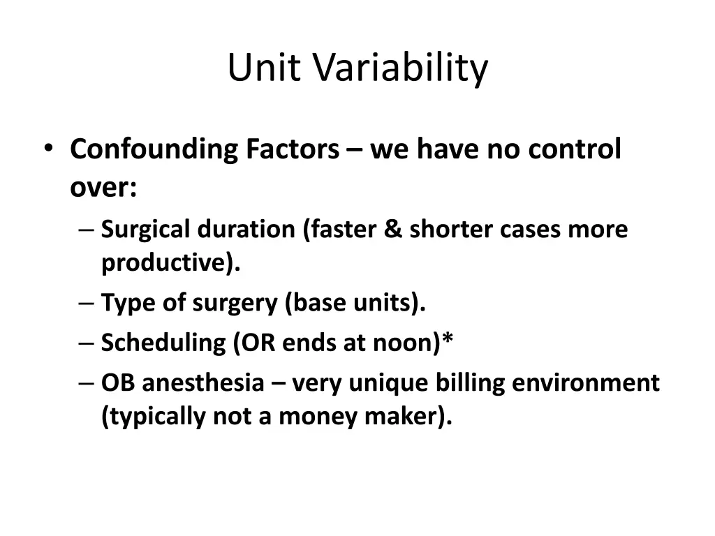 unit variability 1