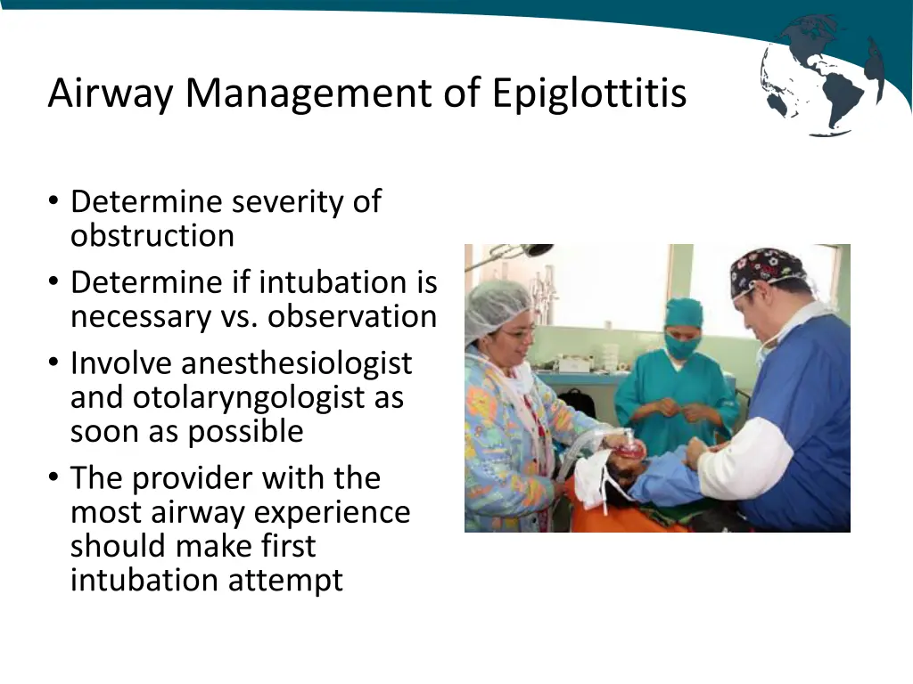 airway management of epiglottitis