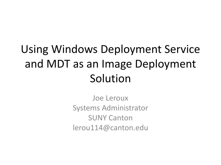 using windows deployment service