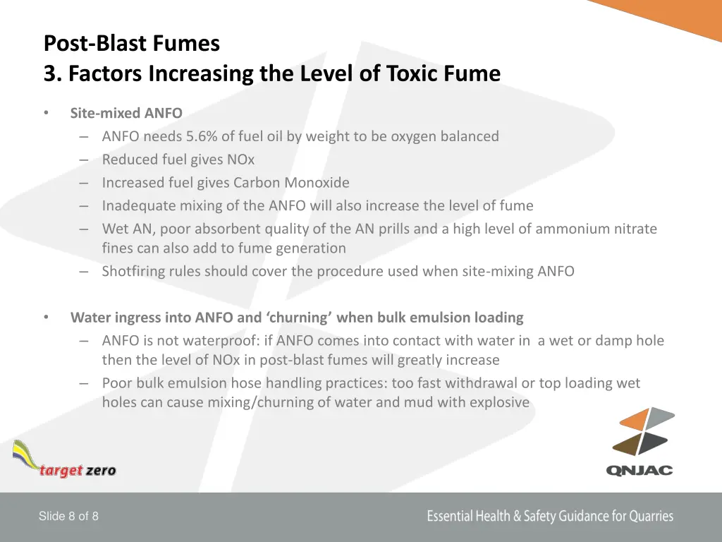 post blast fumes 3 factors increasing the level 2