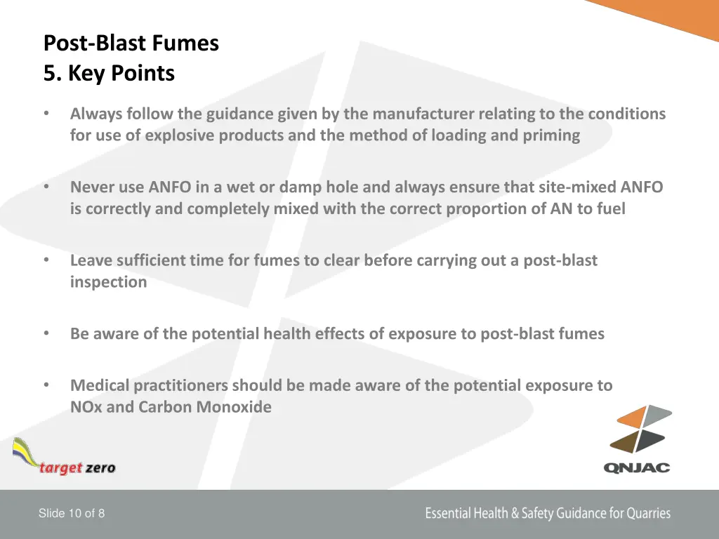 post blast fumes 5 key points