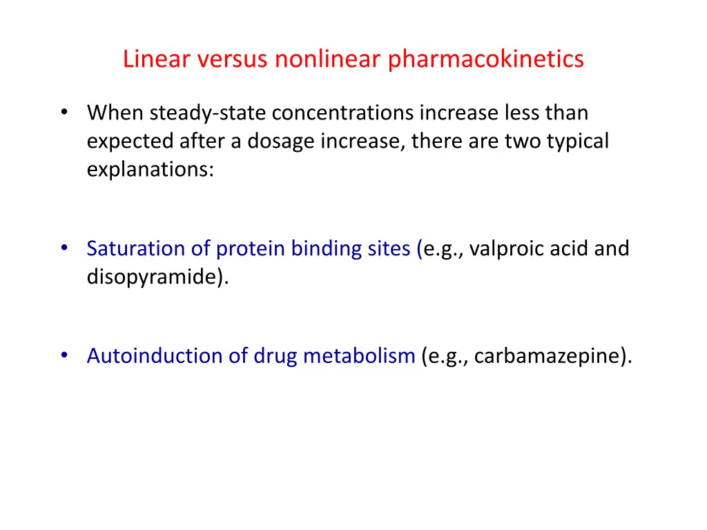 linear versus nonlinear pharmacokinetics 5