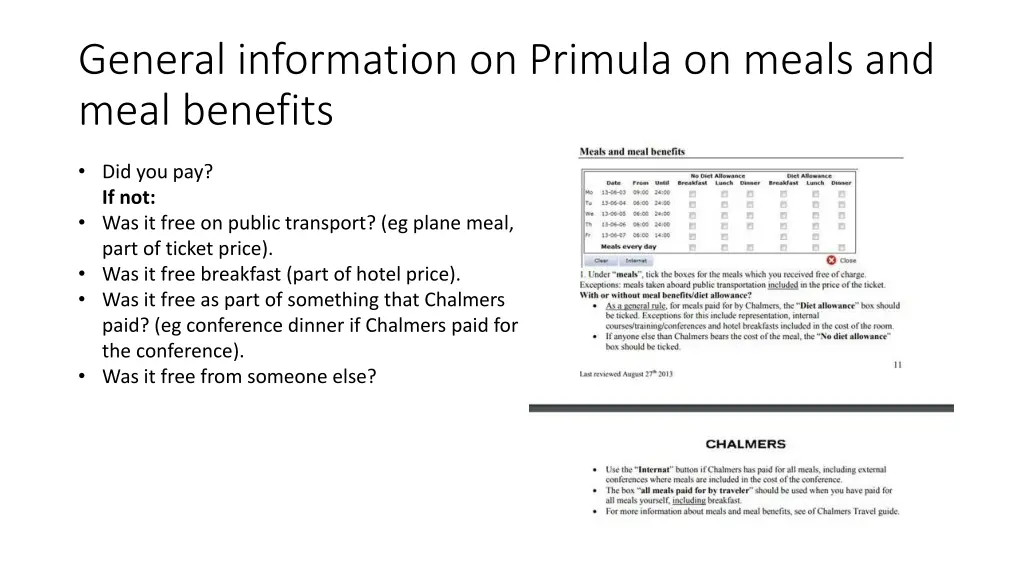 general information on primula on meals and meal