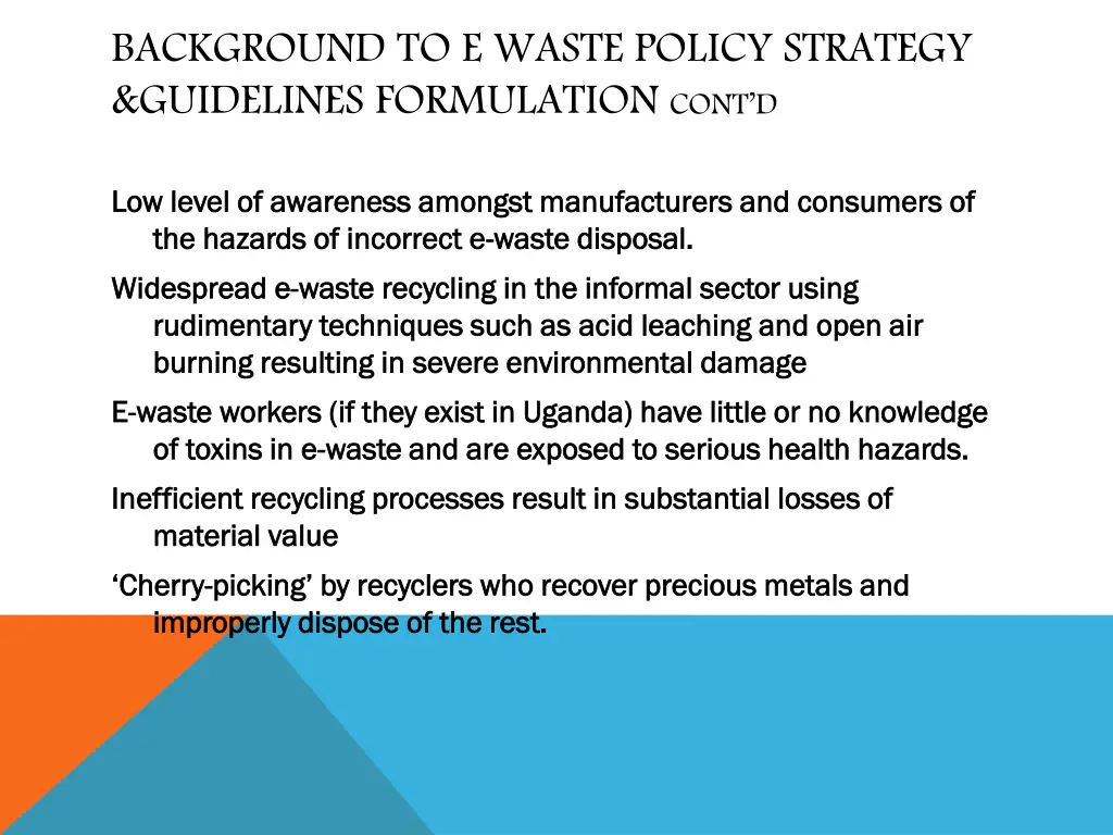 background to e waste policy strategy guidelines 1