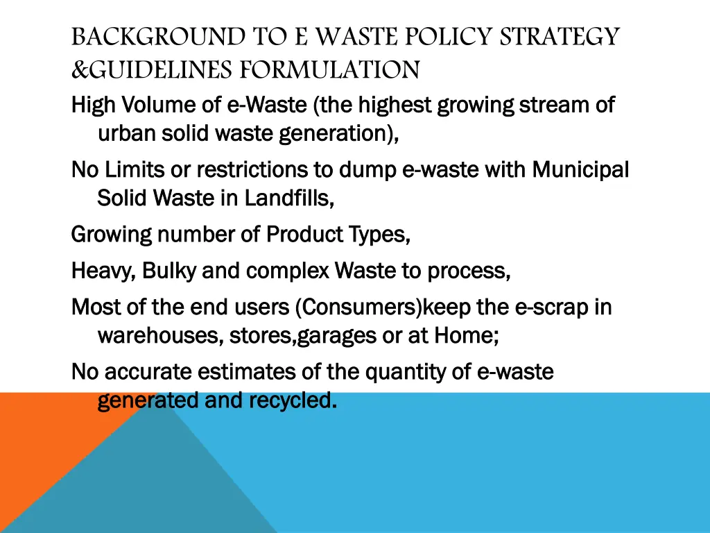 background to e waste policy strategy guidelines