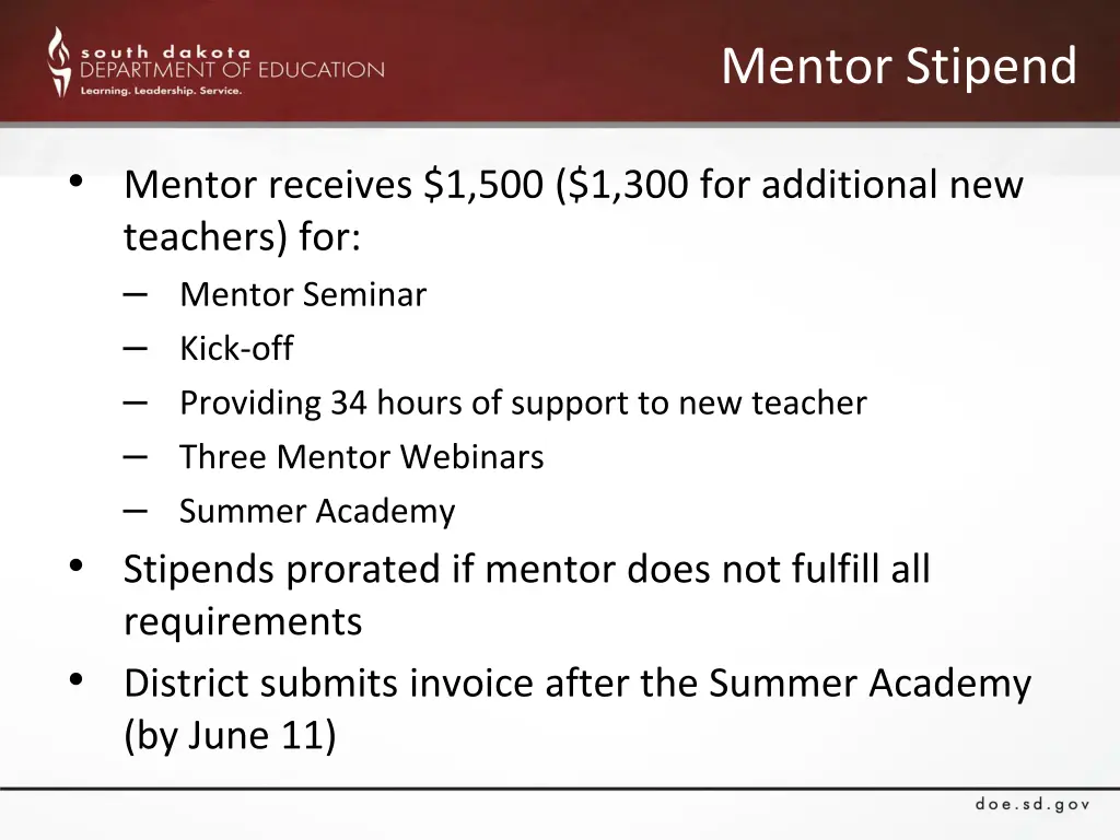 mentor stipend