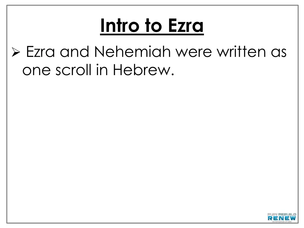 intro to ezra