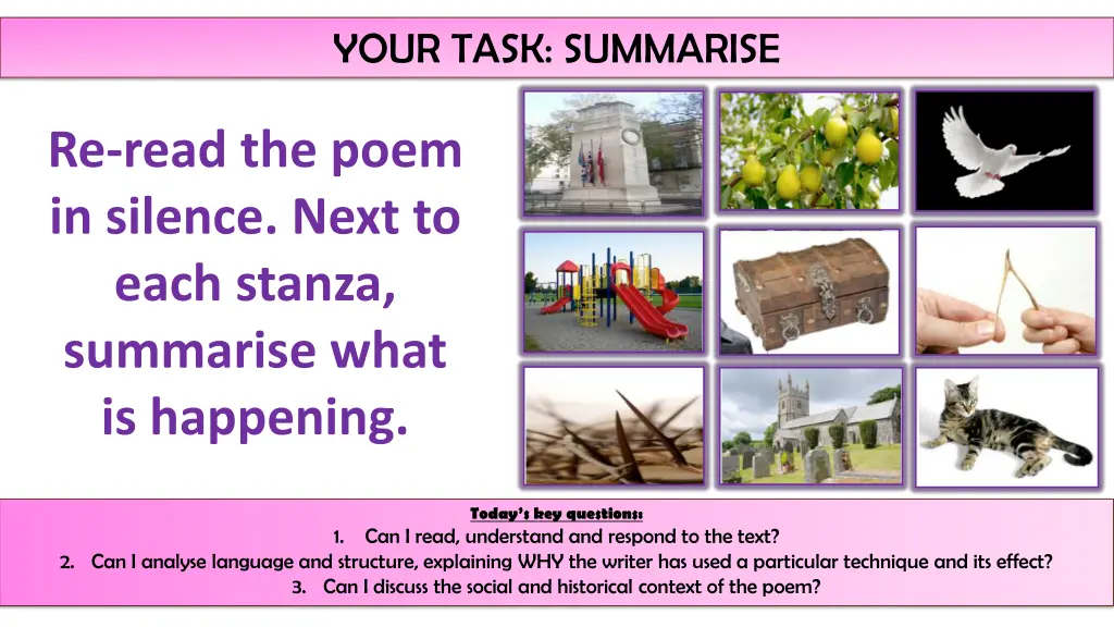 your task summarise