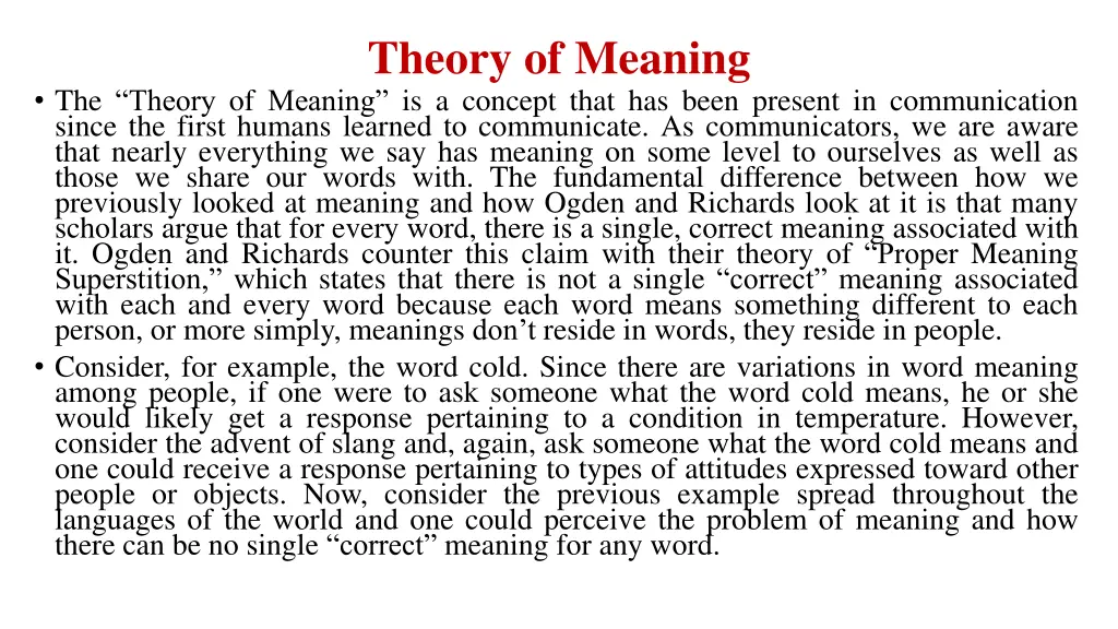 theory of meaning 1