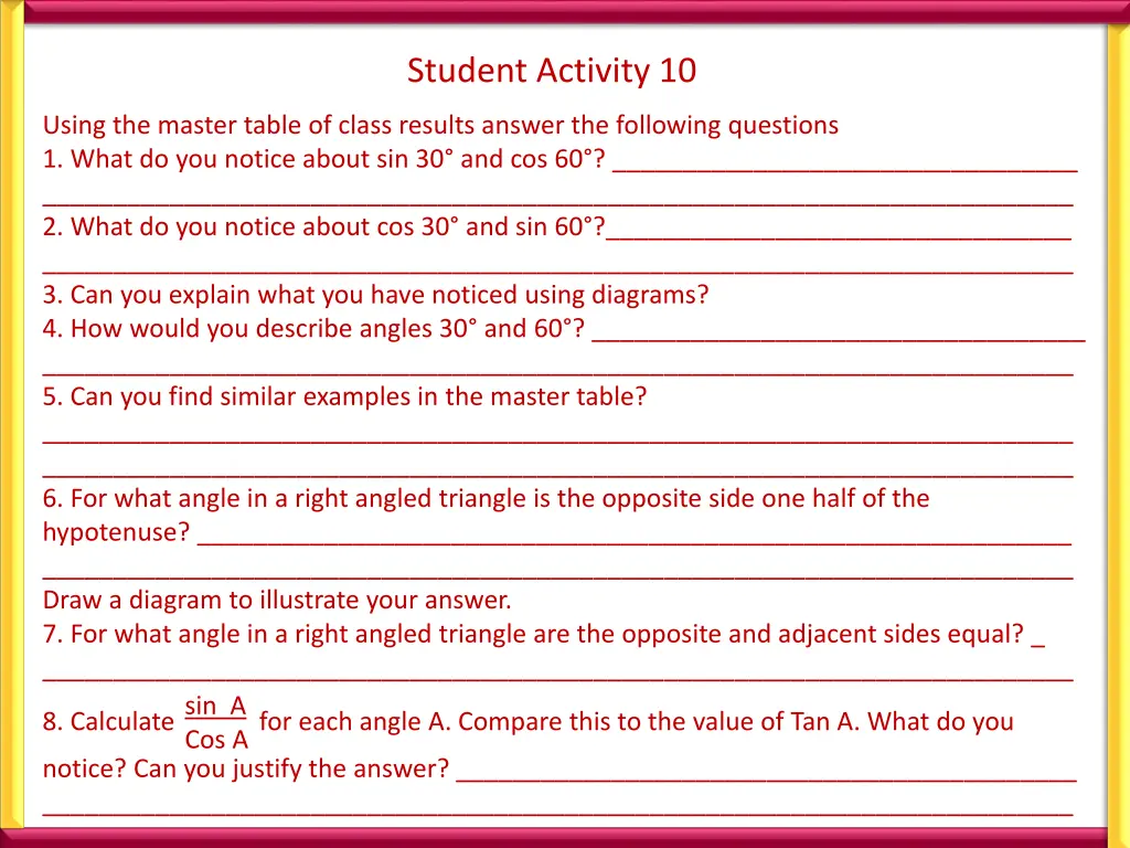 student activity 10