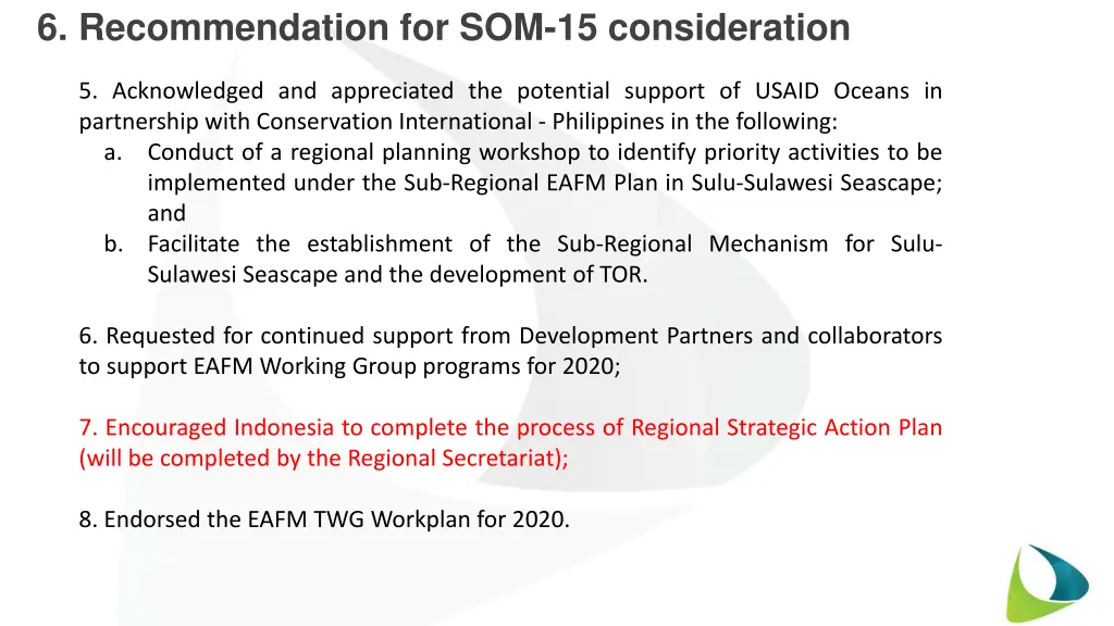 6 recommendation for som 15 consideration 1