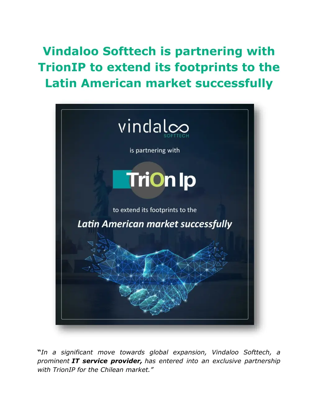 vindaloo softtech is partnering with trionip