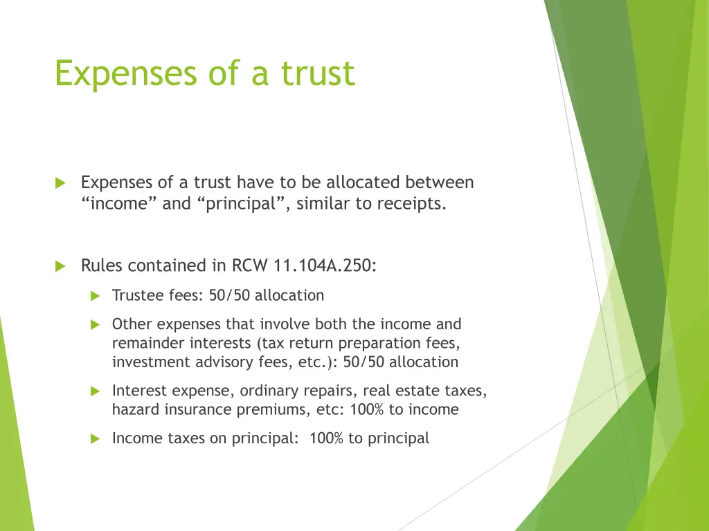 expenses of a trust