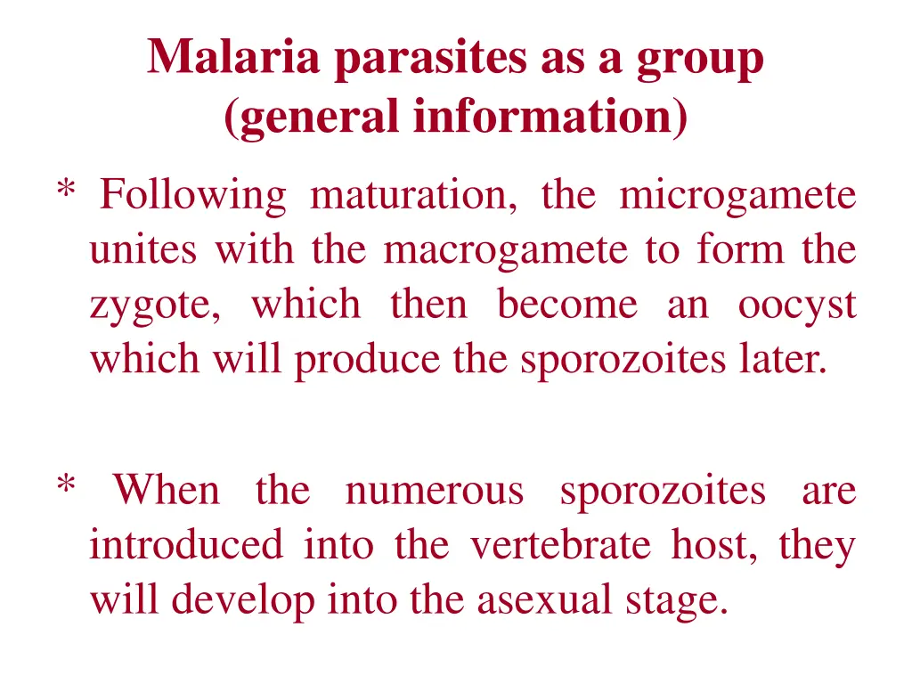 malaria parasites as a group general information 1