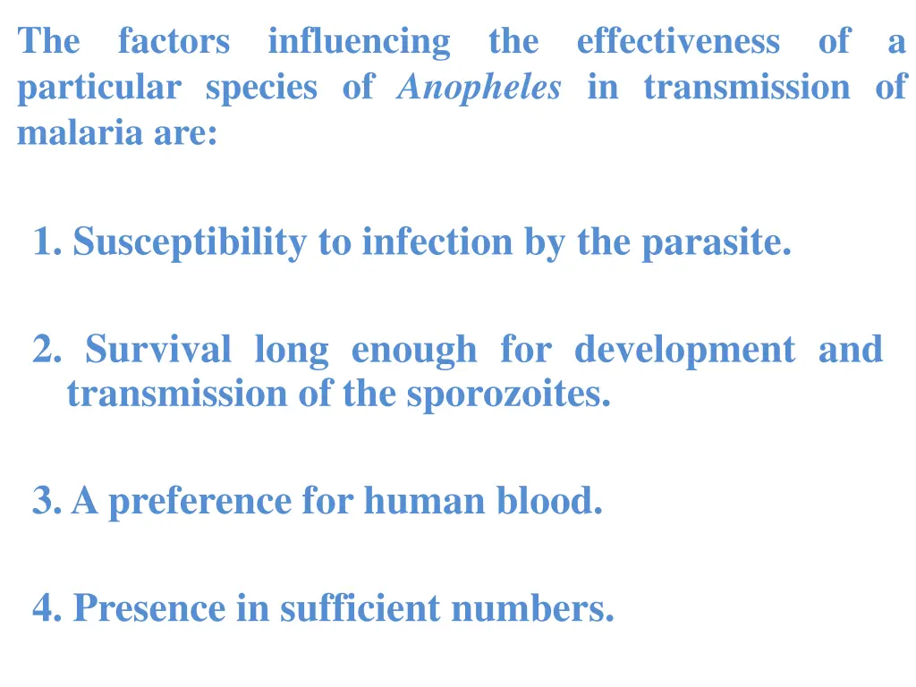 the particular species of anopheles