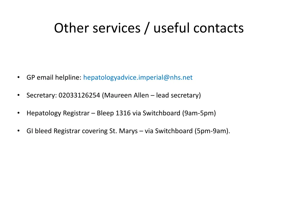 other services useful contacts