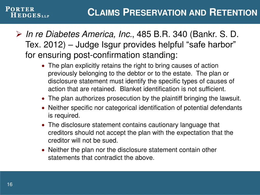 c laims p reservation and r etention 1