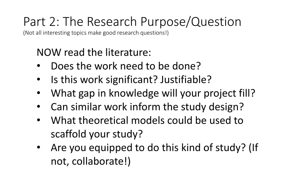 part 2 the research purpose question