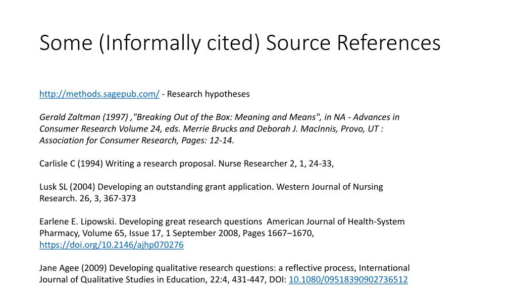 some informally cited source references