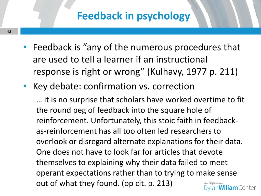 feedback in psychology